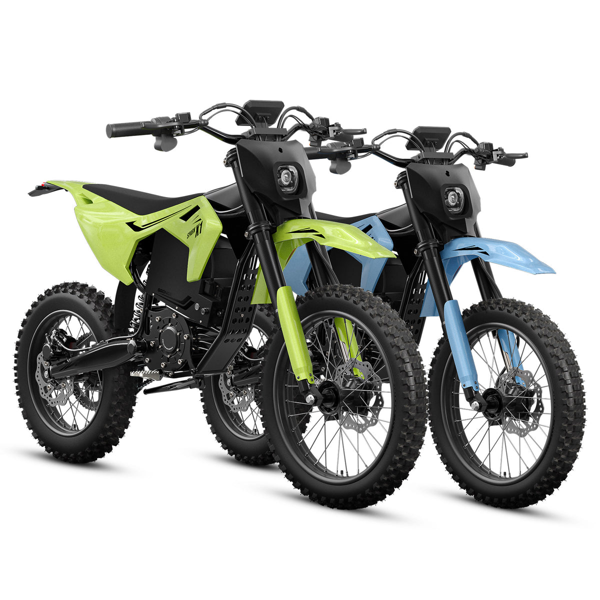 X1 Spark L*2 Electric Dirt Bike - Sky Blue+Lime Green