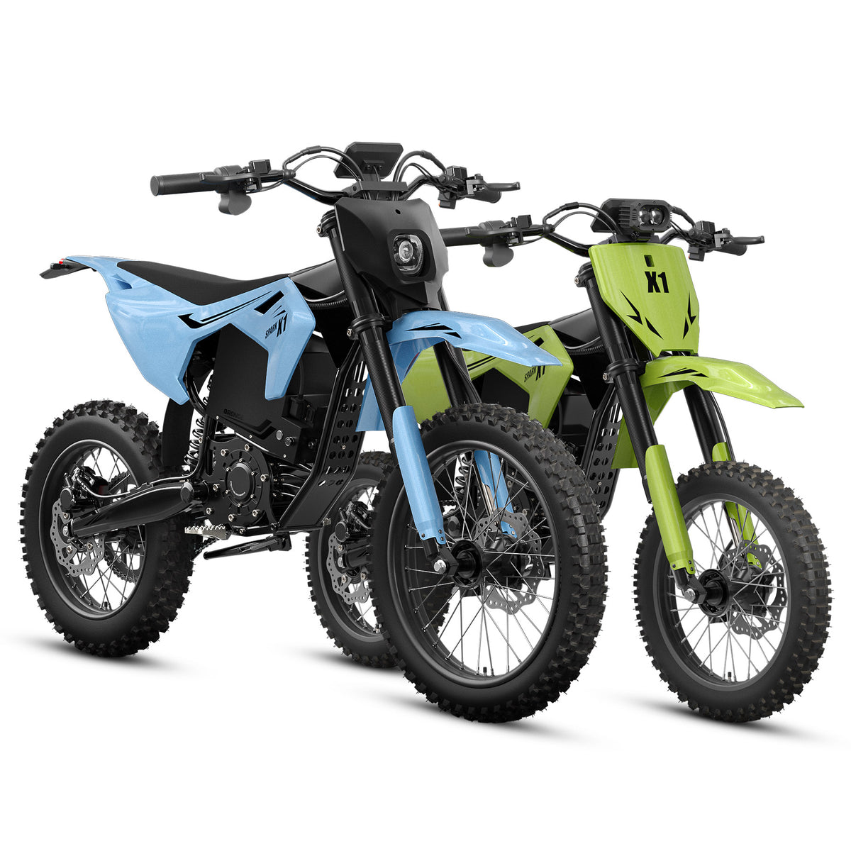 X1 Spark (L/M) Electric Dirt Bike - Sky Blue+Lime Green