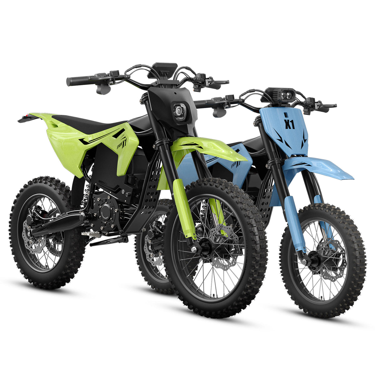 X1 Spark (L/M) Electric Dirt Bike - Lime Green+Sky Blue