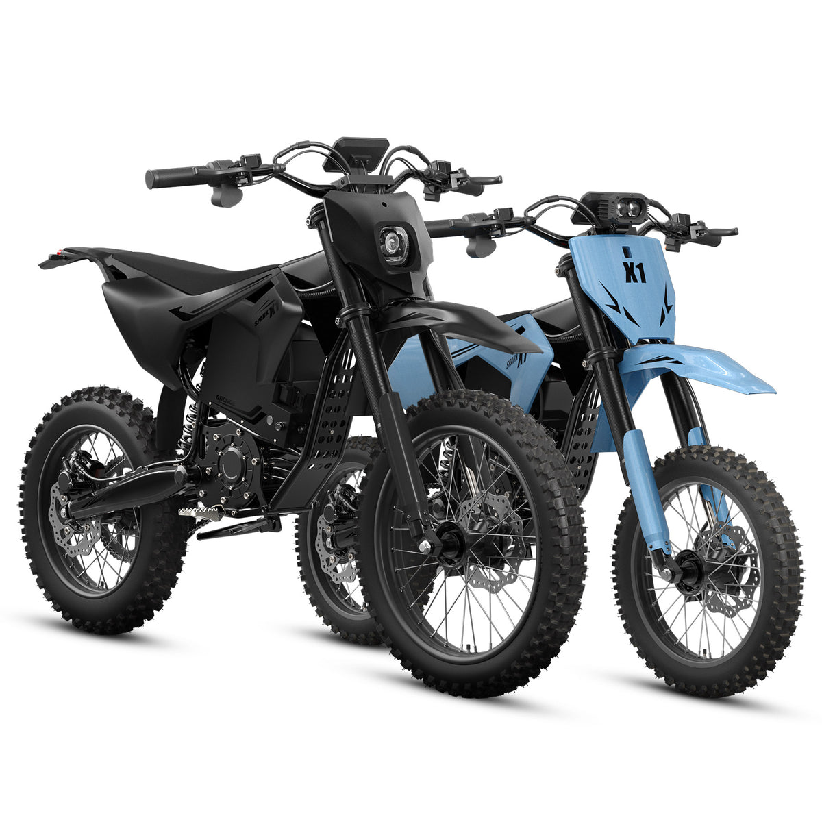 X1 Spark (L/M) Electric Dirt Bike - Black+Sky Blue