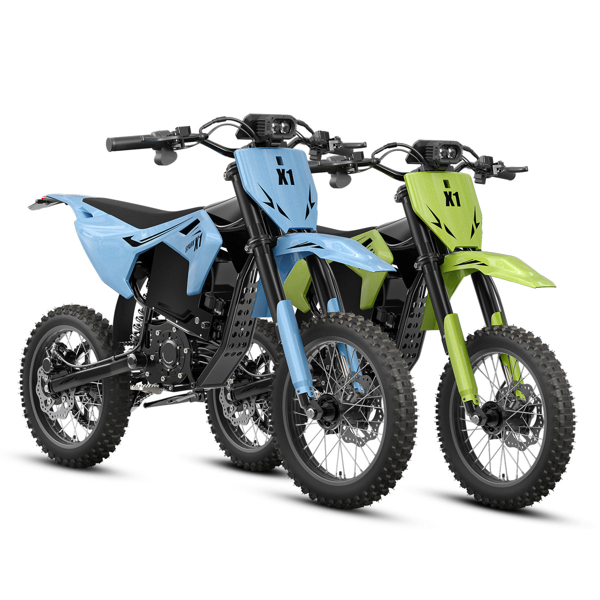 X1 Spark M*2 Electric Mini Bike - Sky Blue+Lime Green