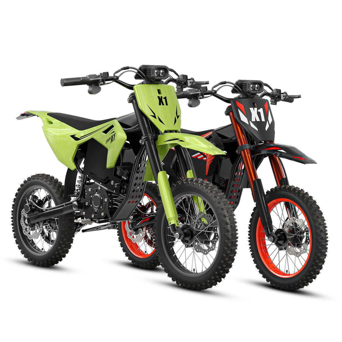 X1 Spark M*2 Electric Mini Bike - Lime Green+Orange